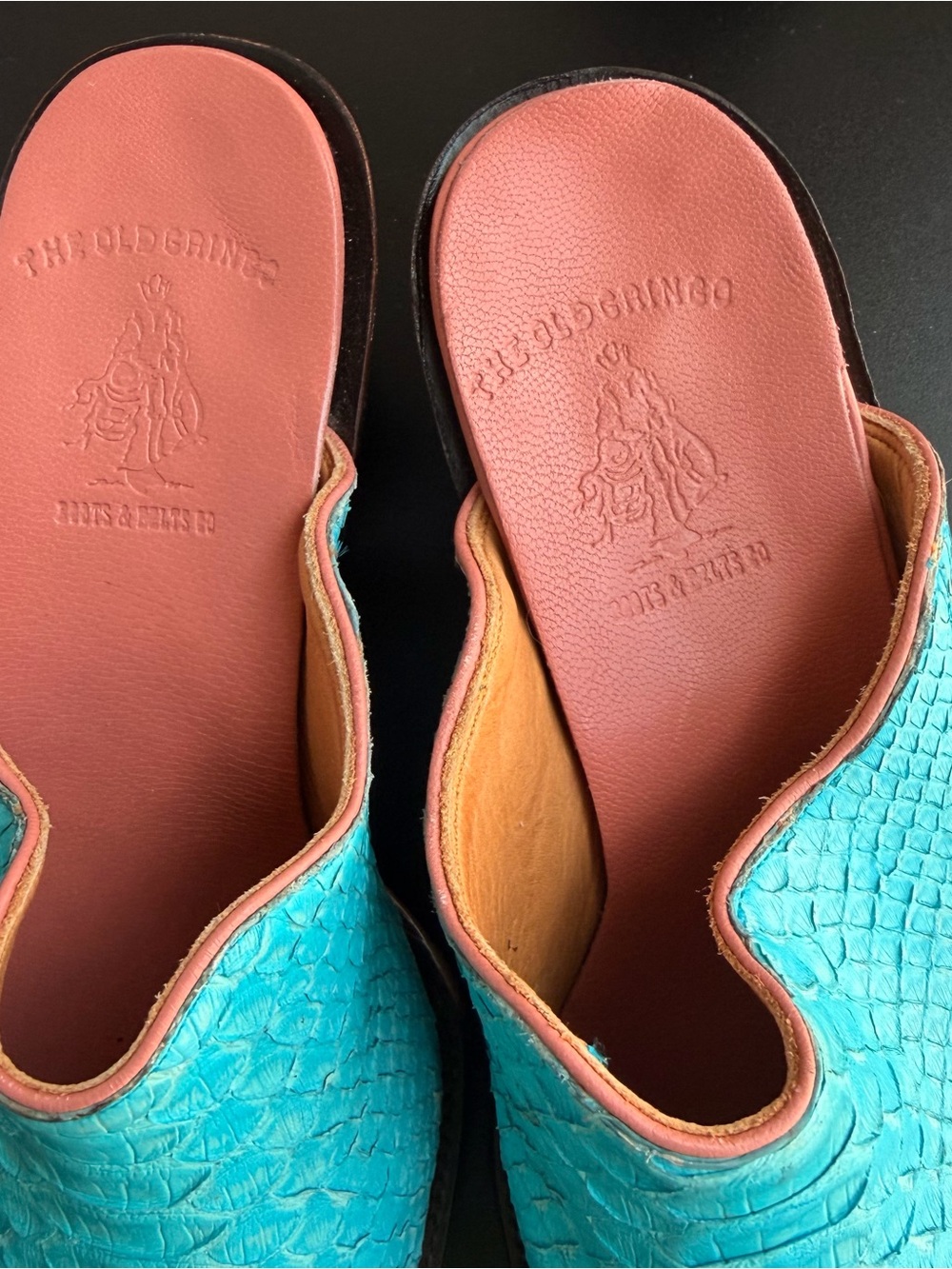 Old Gringo Turquoise Exotic Leather Mule Heels - Picture 3 of 8